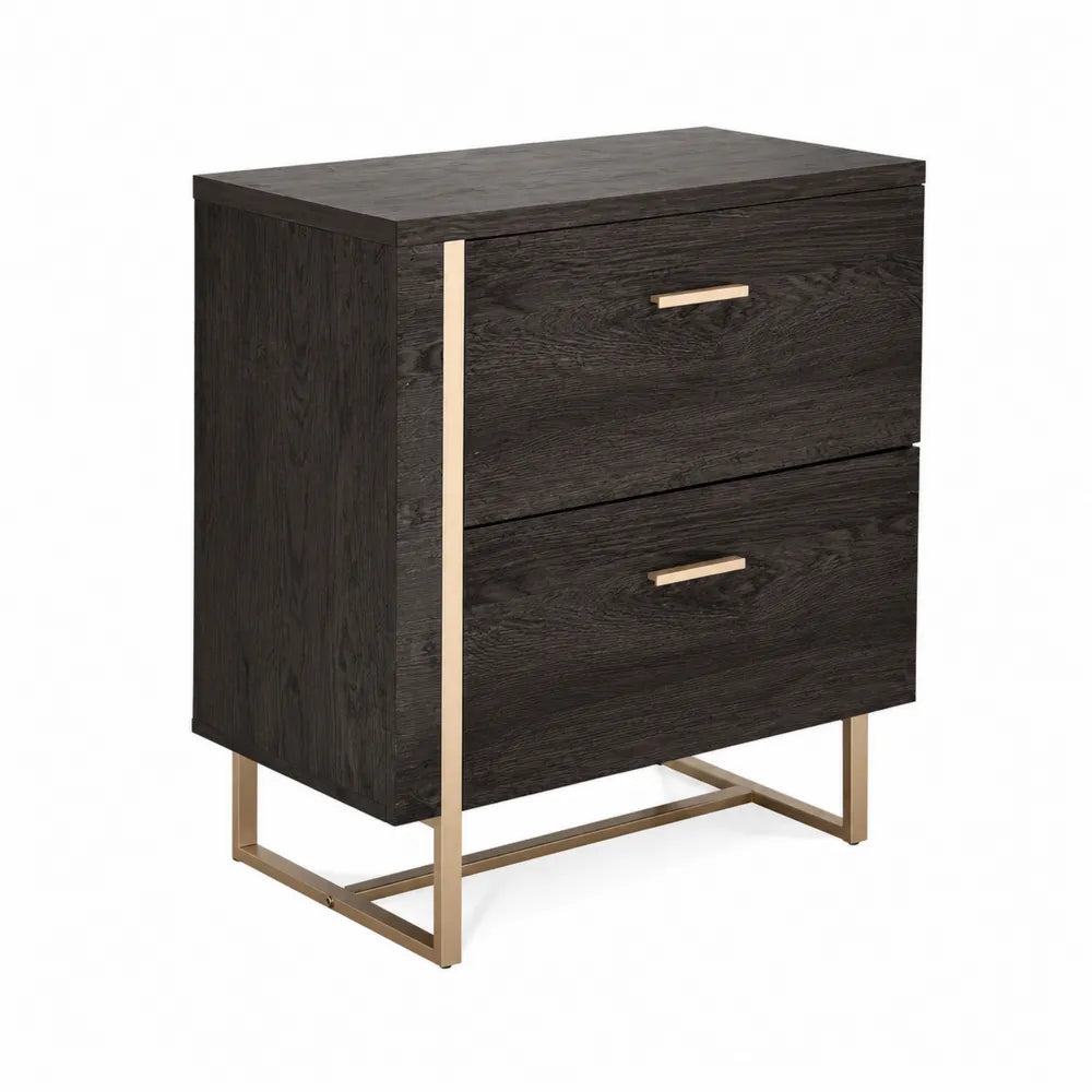 Classeur en Bois avec Cadre Métal Doré