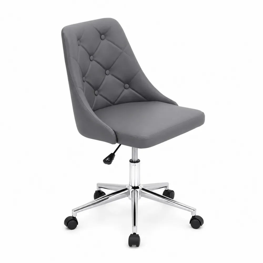 Chaise de bureau en cuir PU avec base métallique, Gris
