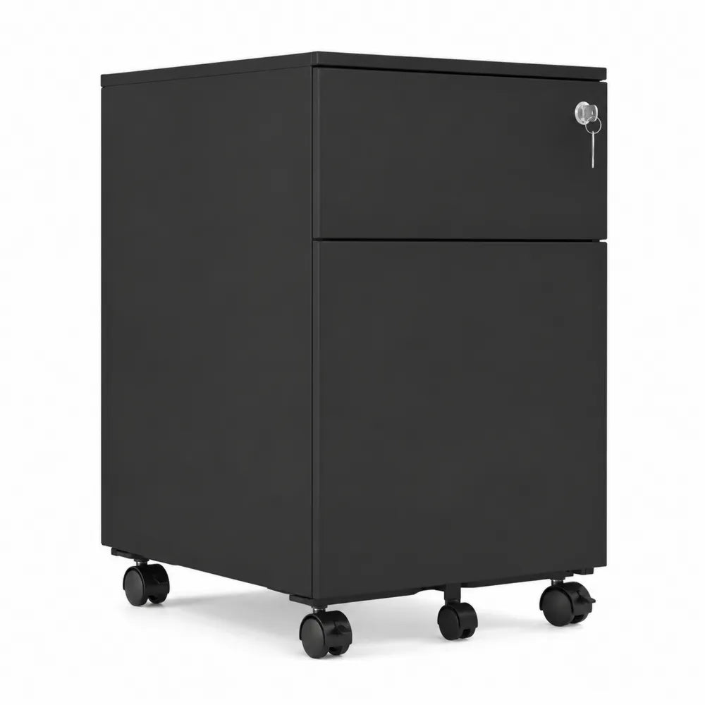 Caisson de bureau en métal noir avec roulettes 40x50x60 cm