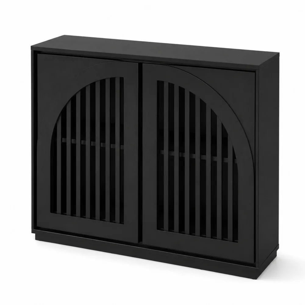 Buffet en bois noir avec portes arquées