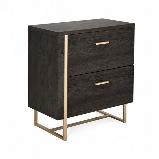 Classeur en Bois avec Cadre Métal Doré