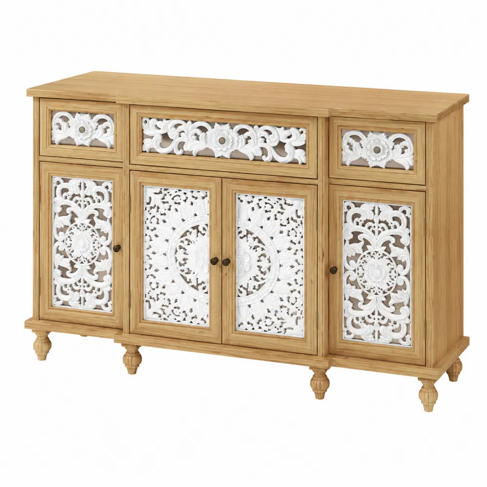 Buffet en Bois avec Détails en Résine 120x40x85 cm