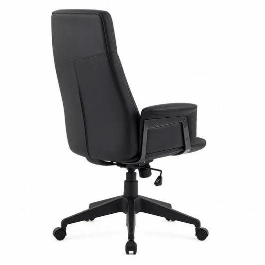 Chaise de bureau en cuir synthétique noir réglable en hauteur