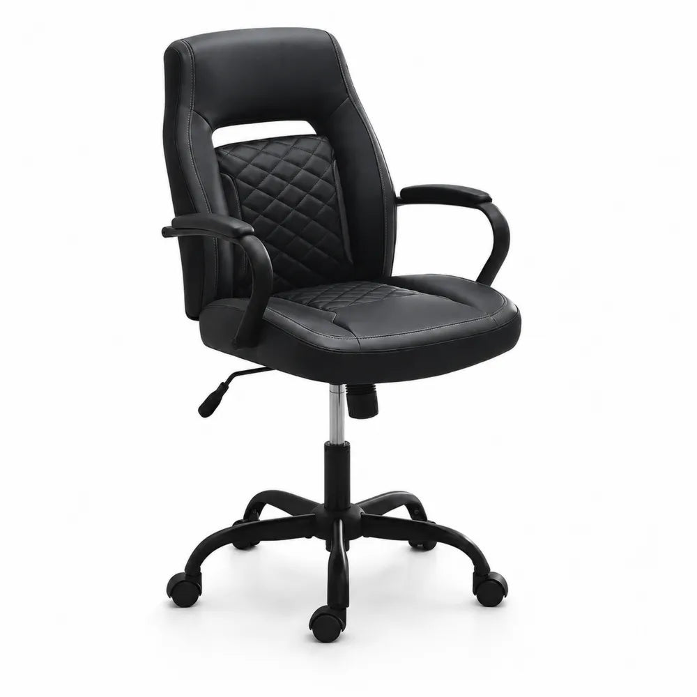 Chaise de bureau réglable en cuir synthétique noir