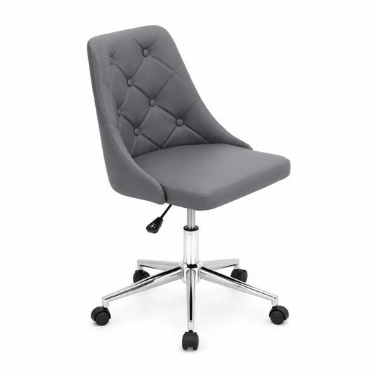 Chaise de bureau en cuir PU avec base métallique, Gris