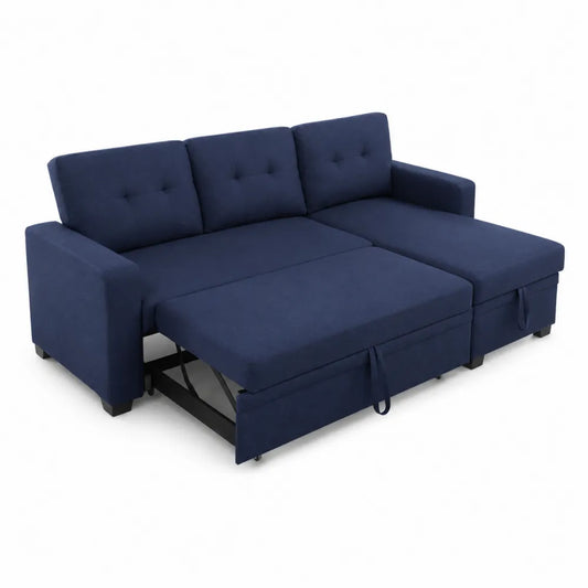Canapé modulable convertible en tissu Bleu