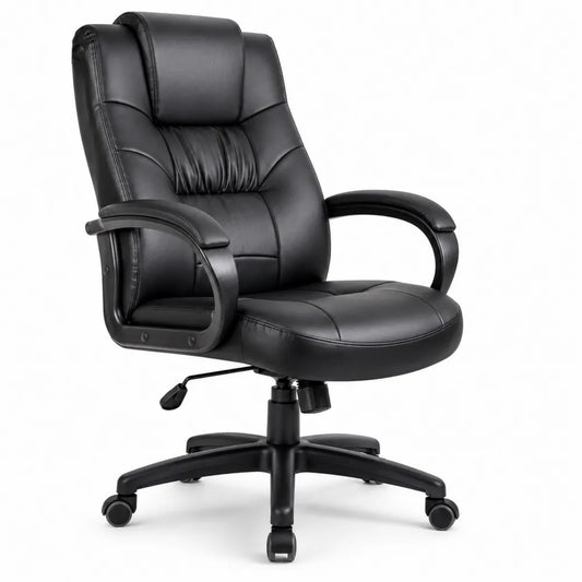 Chaise de bureau en cuir synthétique réglable noire
